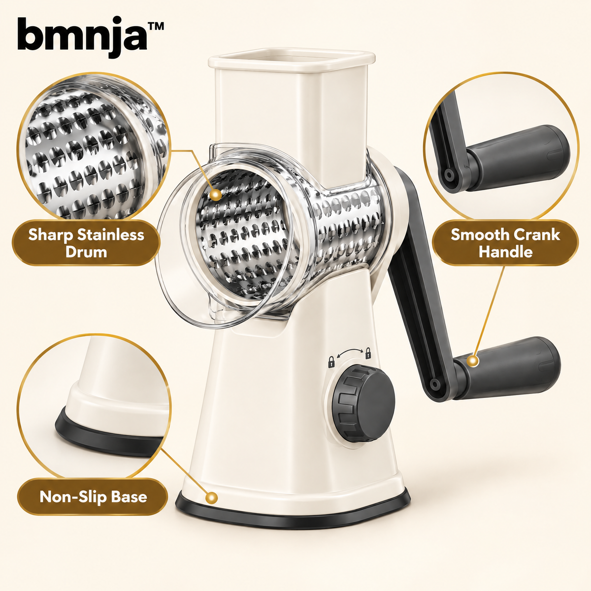 bmnja™ CrankCut Rotary Cheese Grater