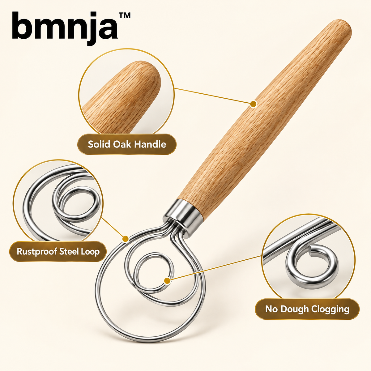 bmnja™ DoughLoop Danish Dough Whisk