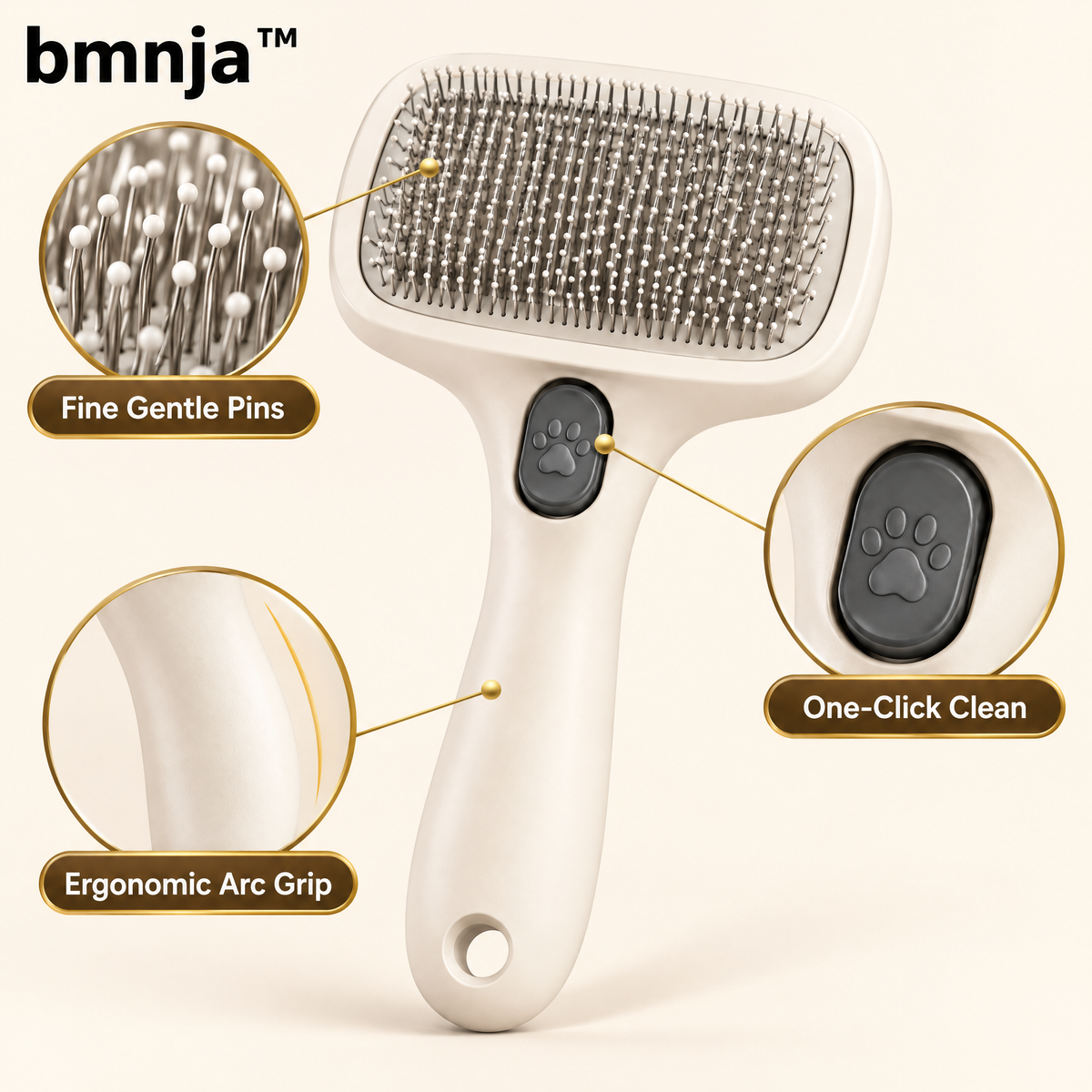 bmnja™ PawArc Self-Cleaning Pet Brush